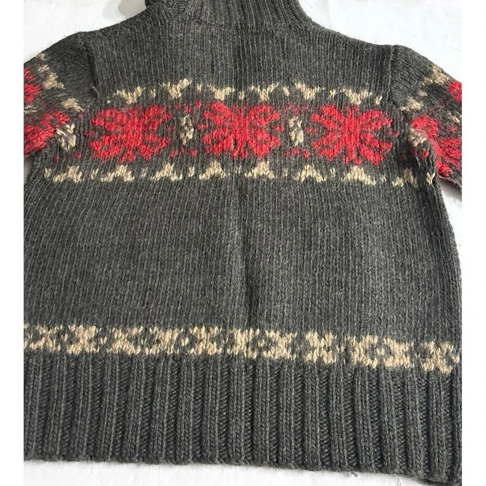 American Eagle Gray Chunky Wool Sweater, Fair Isle Quarter Zip Sweater,